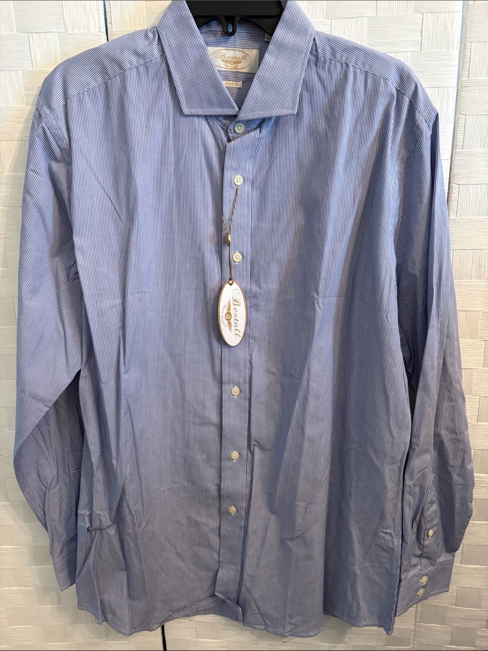 Blue Pinstripe Men's Dress Shirt